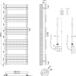 Toasty Hush Matt Black Electric Flat Panel Heated Towel Rail with Heating Element