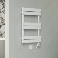 Toasty Hush White Electric Flat Panel Heated Towel Rail with Heating Element