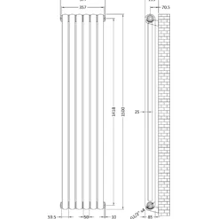 Toasty Mellow Anthracite Vertical 2 Column Radiator