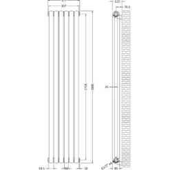 Toasty Mellow White Vertical 2 Column Radiator