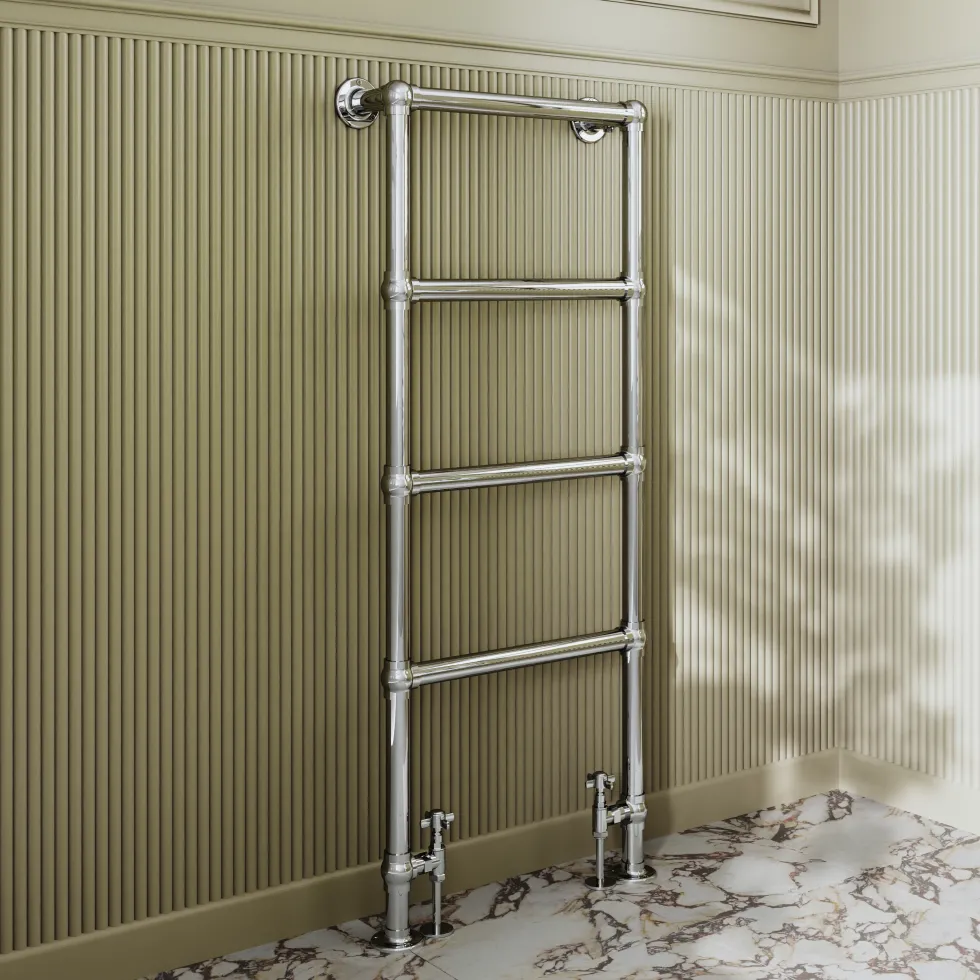 Toasty Merrin Chrome Floorstanding Traditional Heated Towel Rail