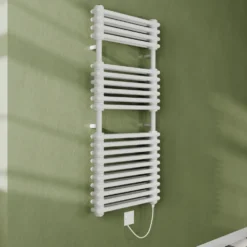 Toasty Montford White Traditional Column Electric Heated Towel Rail with Heating Element