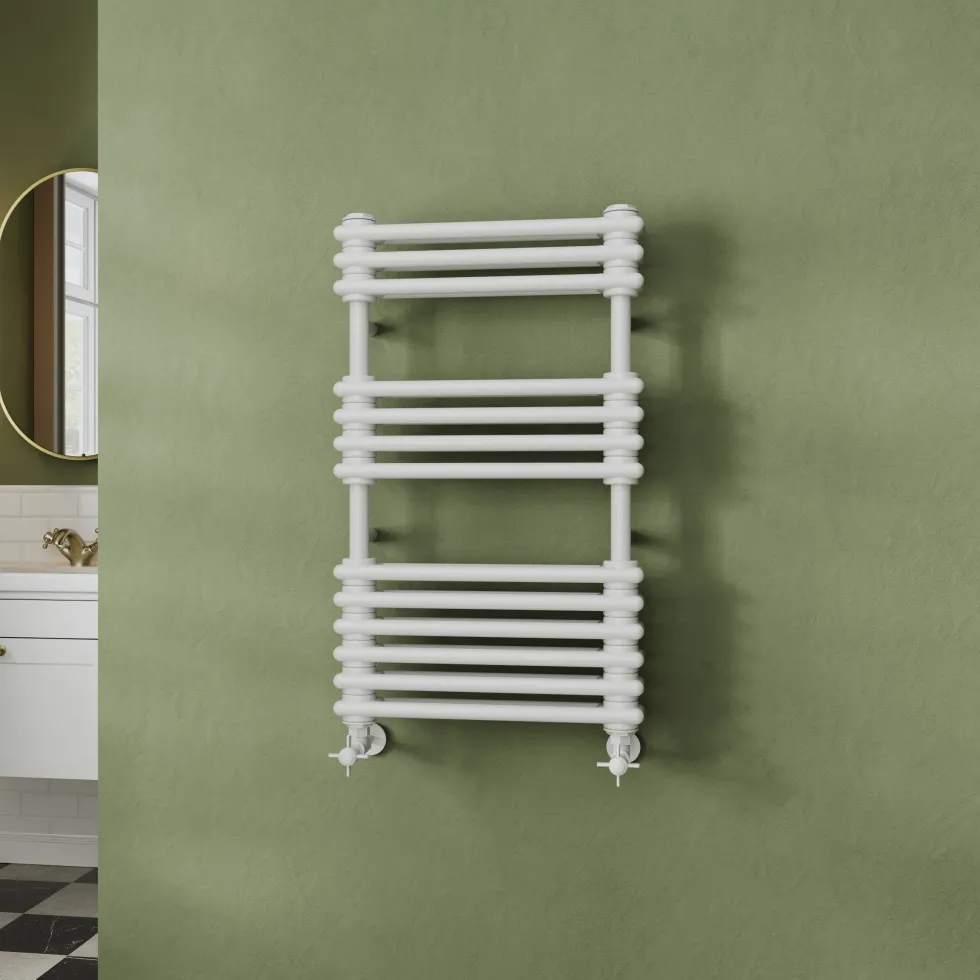 Toasty Montford White Traditional Column Heated Towel Rail