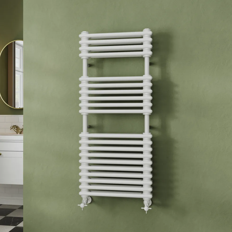 Toasty Montford White Traditional Column Heated Towel Rail