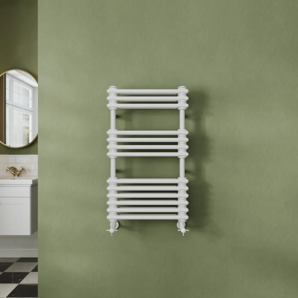 Toasty Montford White Traditional Column Heated Towel Rail