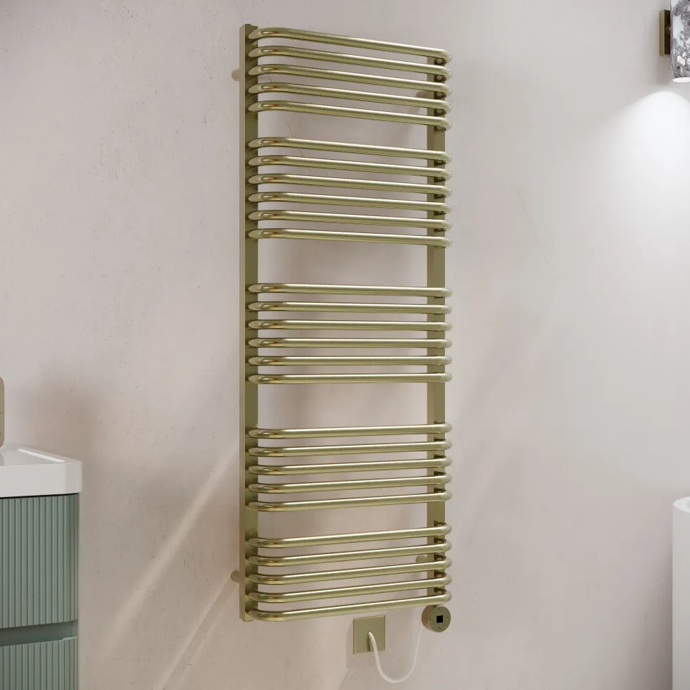 Toasty Nest Brushed Brass Electric Heated Towel Rail with Heating Element