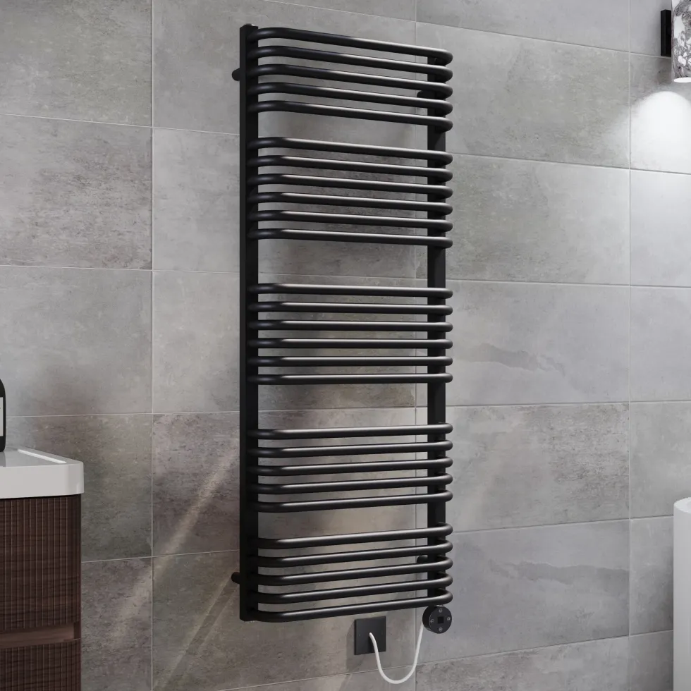 Toasty Nest Matt Black Electric Heated Towel Rail with Heating Element