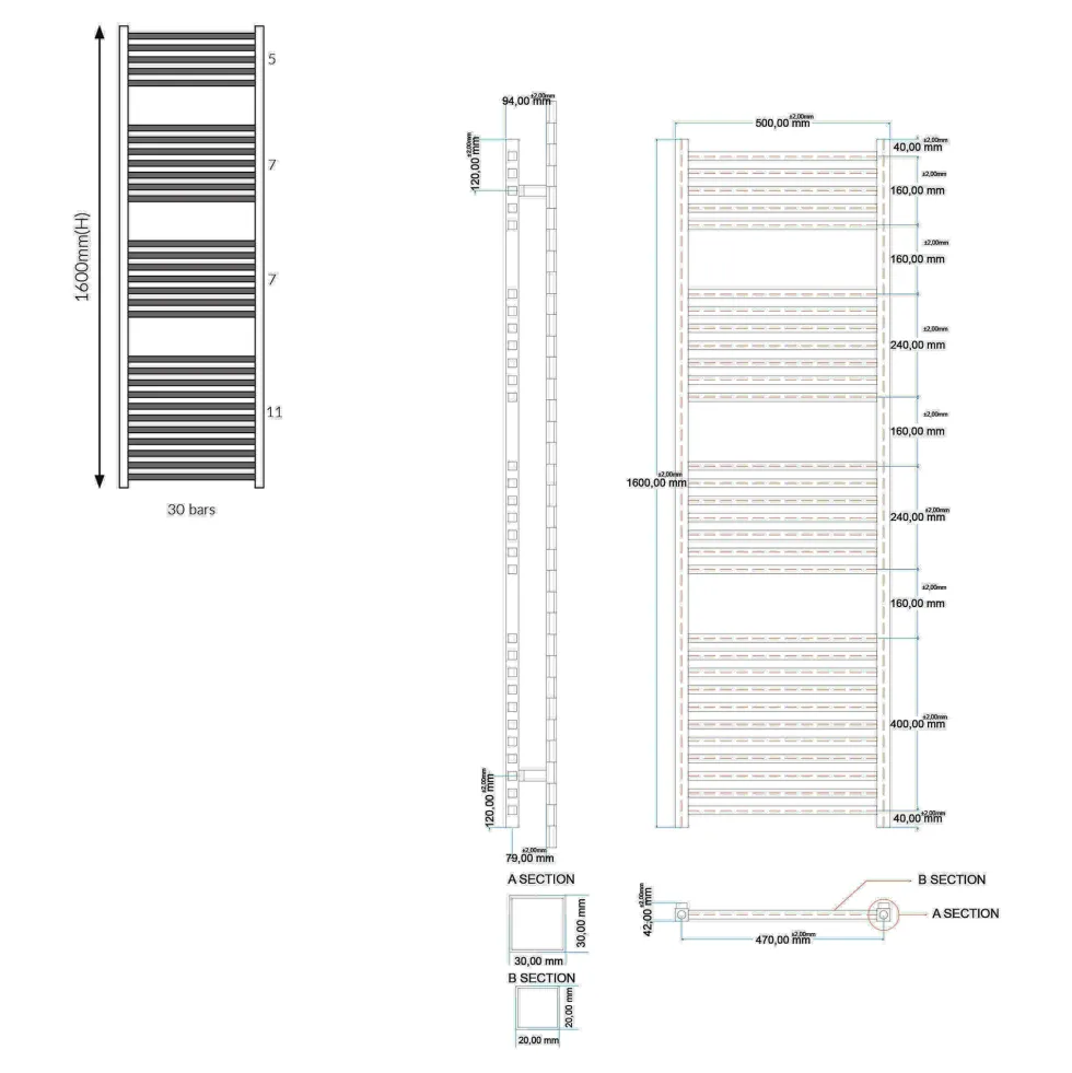 Toasty Oren Chrome Heated Towel Rail