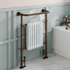 Toasty Penrose Antique Copper Traditional Heated Towel Rail - 965 x 675mm