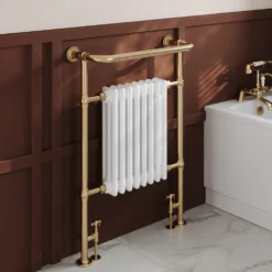 Toasty Penrose Brushed Brass Traditional Heated Towel Rail - 965 x 675mm