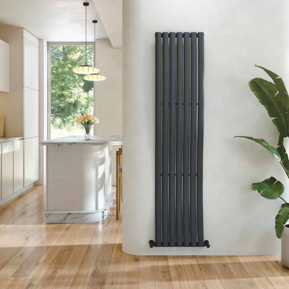 Toasty Plume Anthracite Vertical Wave Radiator - 1800 x 415mm