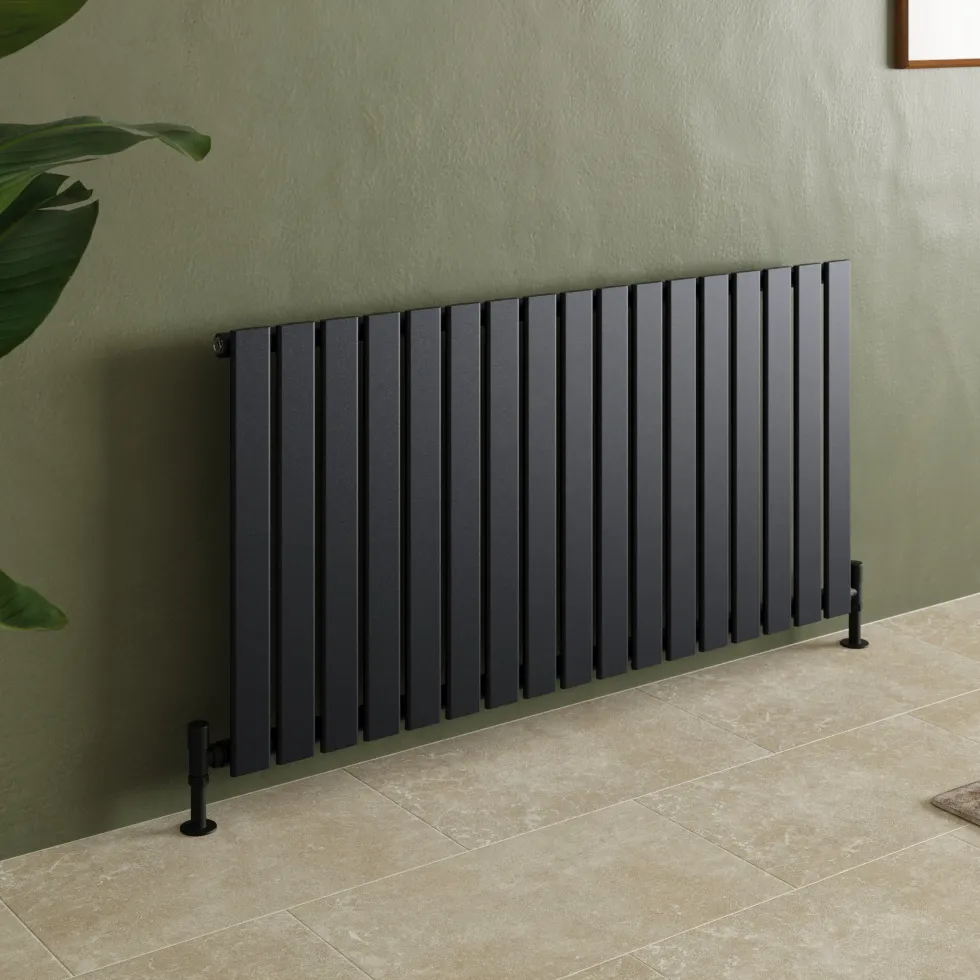 Toasty Radiance Matt Black Flat Panel Horizontal Radiator