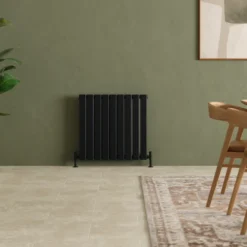 Toasty Radiance Matt Black Flat Panel Horizontal Radiator