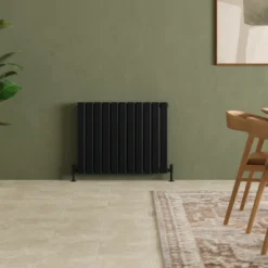 Toasty Radiance Matt Black Flat Panel Horizontal Radiator