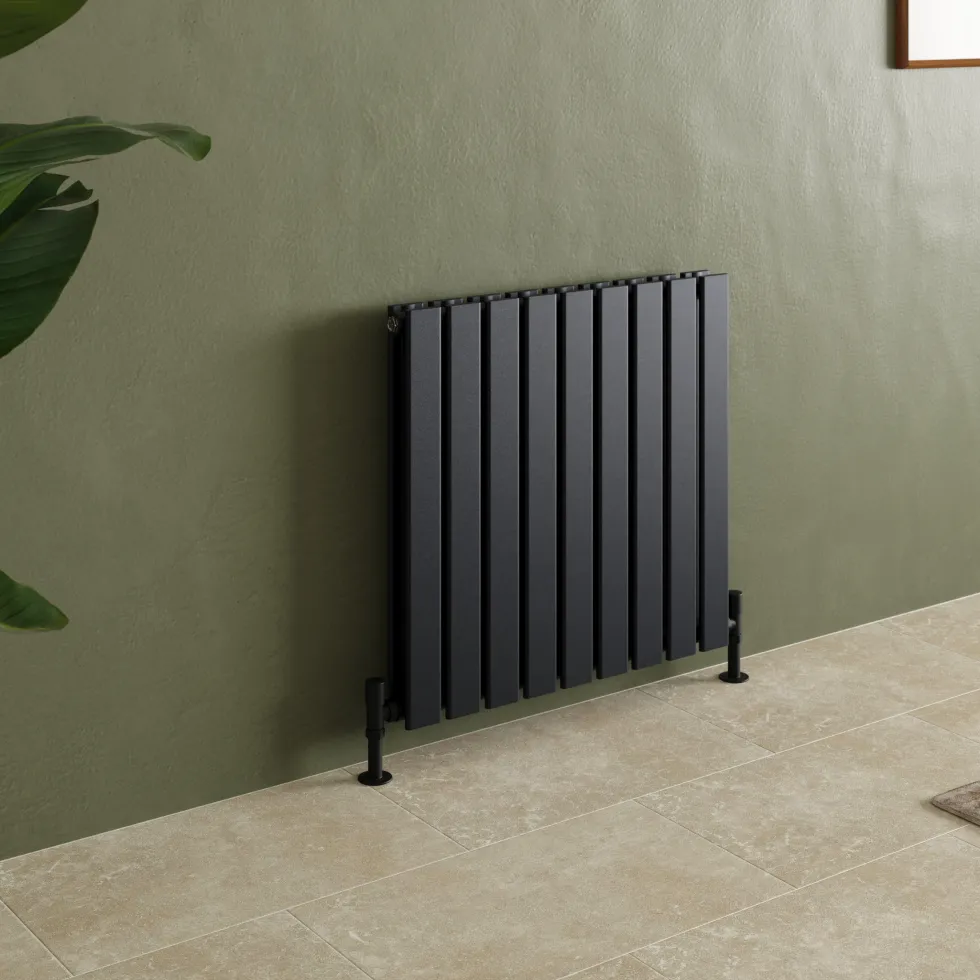 Toasty Radiance Matt Black Flat Panel Horizontal Radiator
