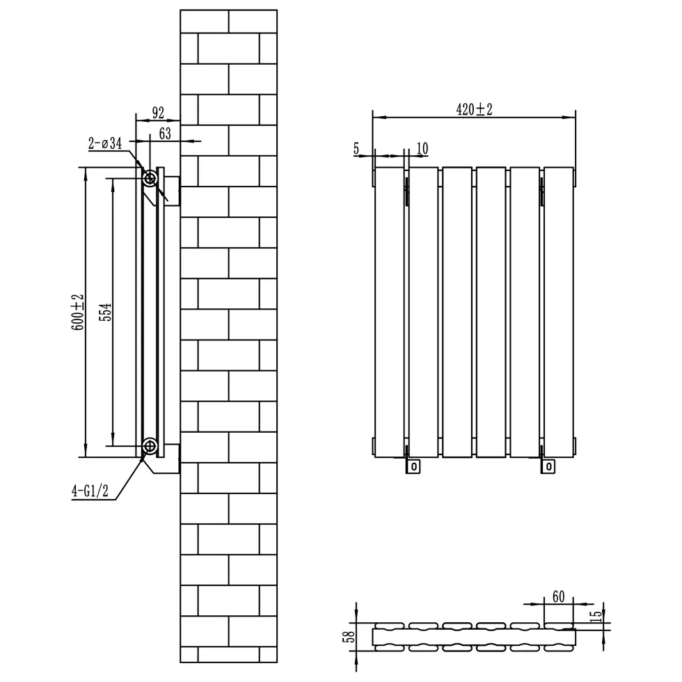 Toasty Radiance White Flat Panel Horizontal Radiator