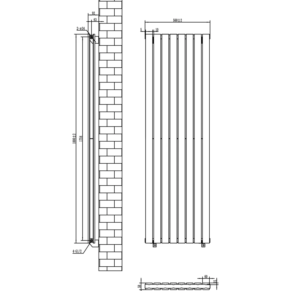 Toasty Radiance White Flat Panel Vertical Radiator