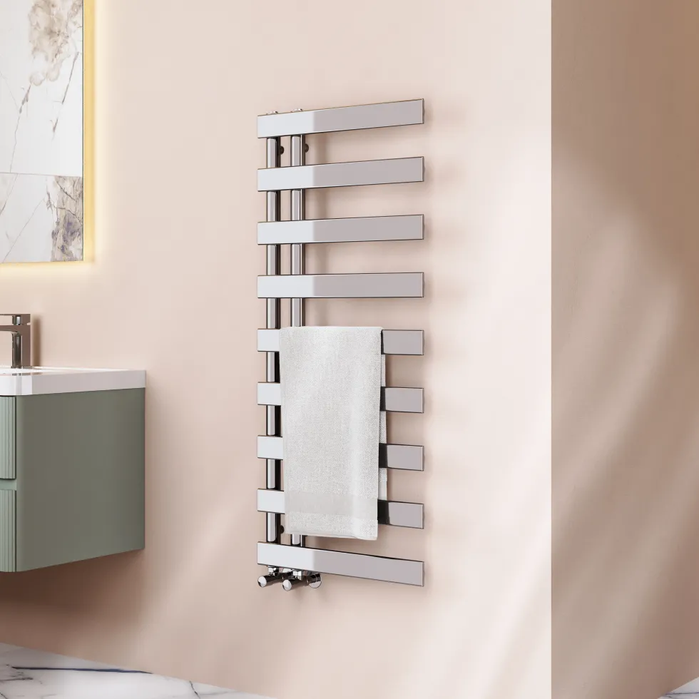 Toasty Retreat Chrome Offset Heated Towel Rail