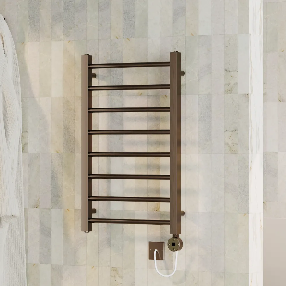 Toasty Rise Brushed Bronze Electric Heated Towel Rail with Heating Element