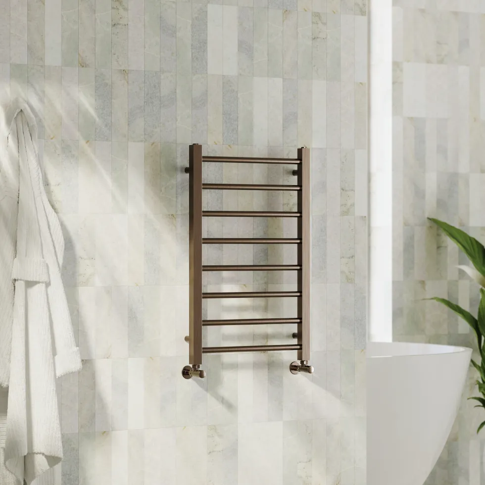 Toasty Rise Brushed Bronze Heated Towel Rail