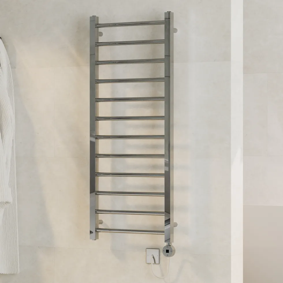 Toasty Rise Chrome Electric Heated Towel Rail with Heating Element