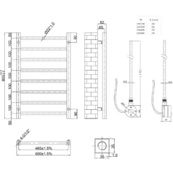 Toasty Rise Chrome Electric Heated Towel Rail with Heating Element