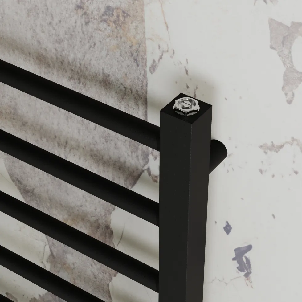 Toasty Rise Matt Black Electric Heated Towel Rail with Heating Element