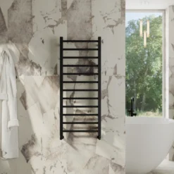 Toasty Rise Matt Black Heated Towel Rail