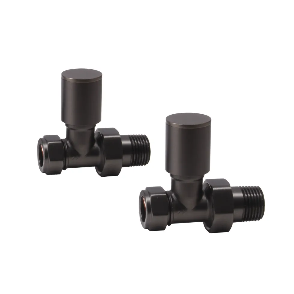 Toasty Round Brushed Gunmetal Manual Radiator Valves