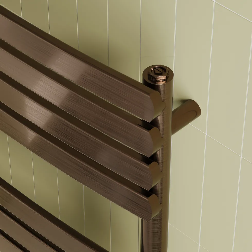 Toasty Solace Brushed Bronze Curved Heated Towel Rail