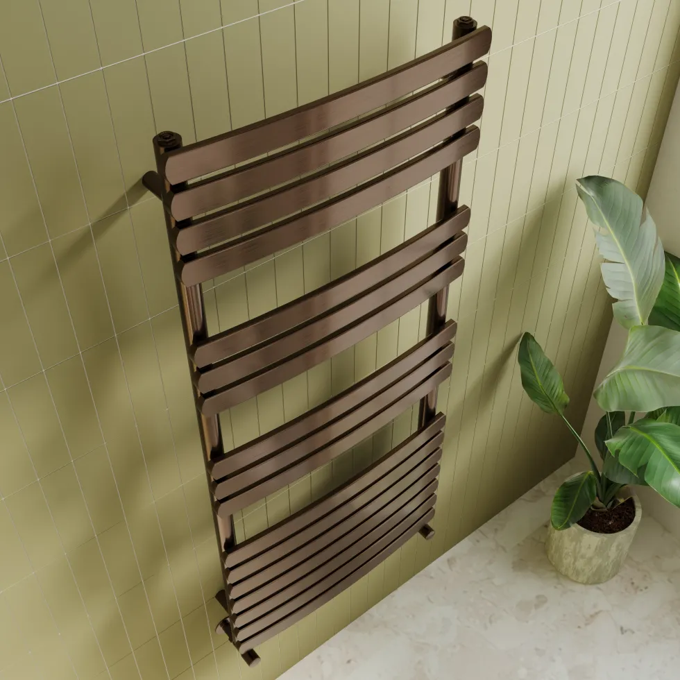 Toasty Solace Brushed Bronze Curved Heated Towel Rail