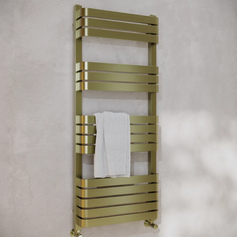 Toasty Studio Brushed Brass Heated Towel Rail - 1200 x 500mm