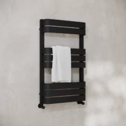 Toasty Studio Matt Black Heated Towel Rail - 850 x 500mm