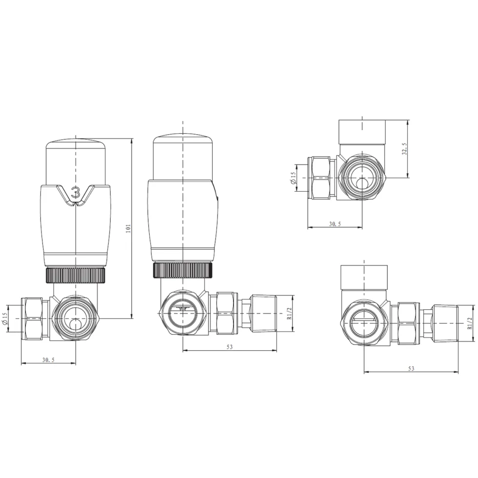 Toasty White & Chrome Thermostatic Radiator Valves