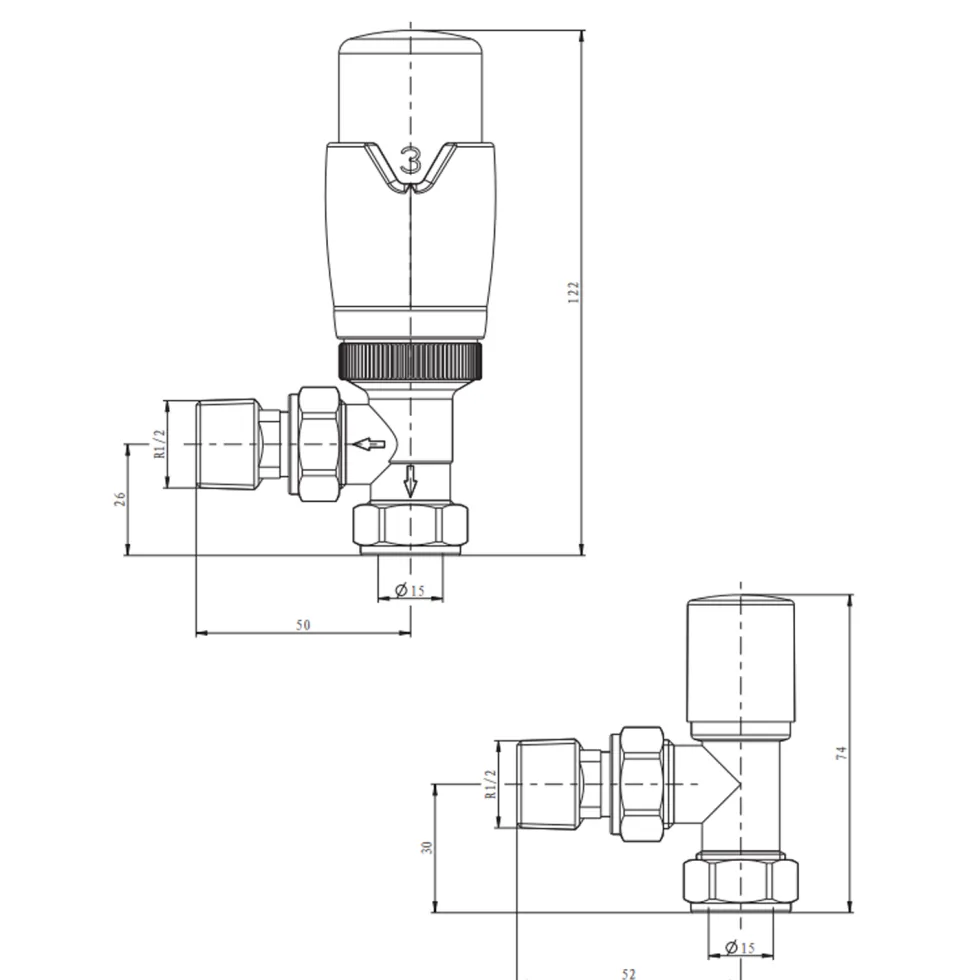 Toasty White Modern Thermostatic Radiator Valves