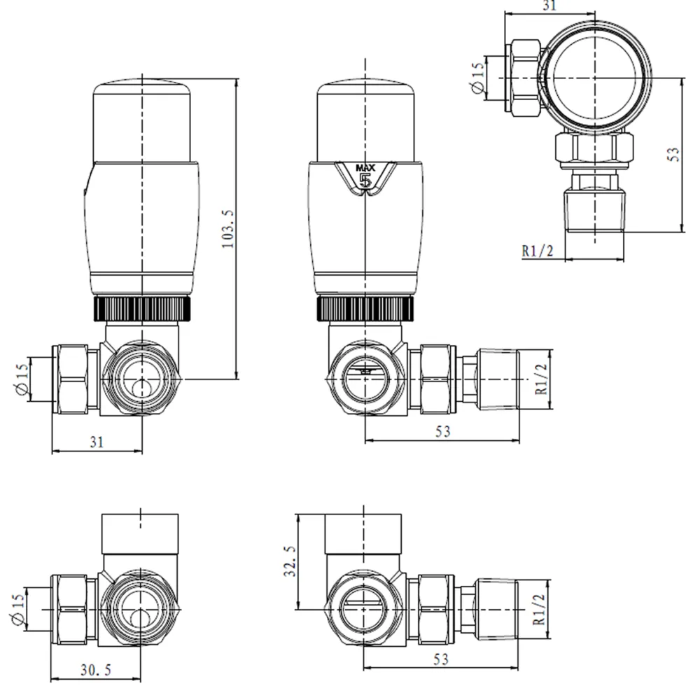 Toasty White Modern Thermostatic Radiator Valves