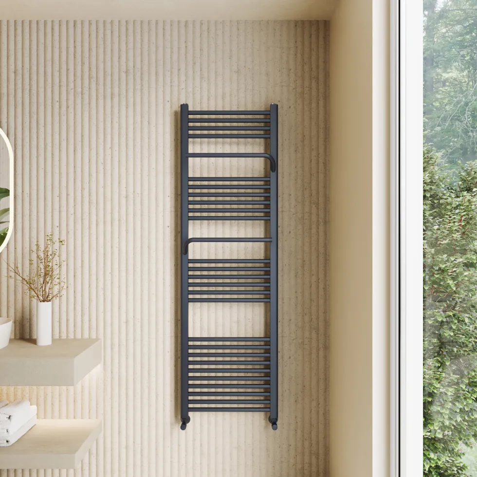 Toasty Wisp Anthracite Heated Towel Rail - 1600 x 500mm