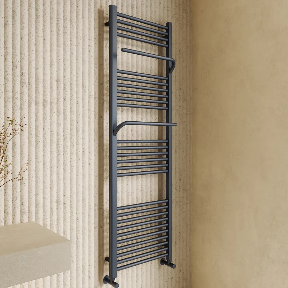 Toasty Wisp Anthracite Heated Towel Rail - 1600 x 500mm