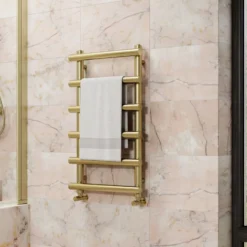 Toasty Yarrow Brushed Brass Heated Towel Rail