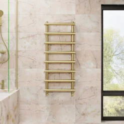 Toasty Yarrow Brushed Brass Heated Towel Rail