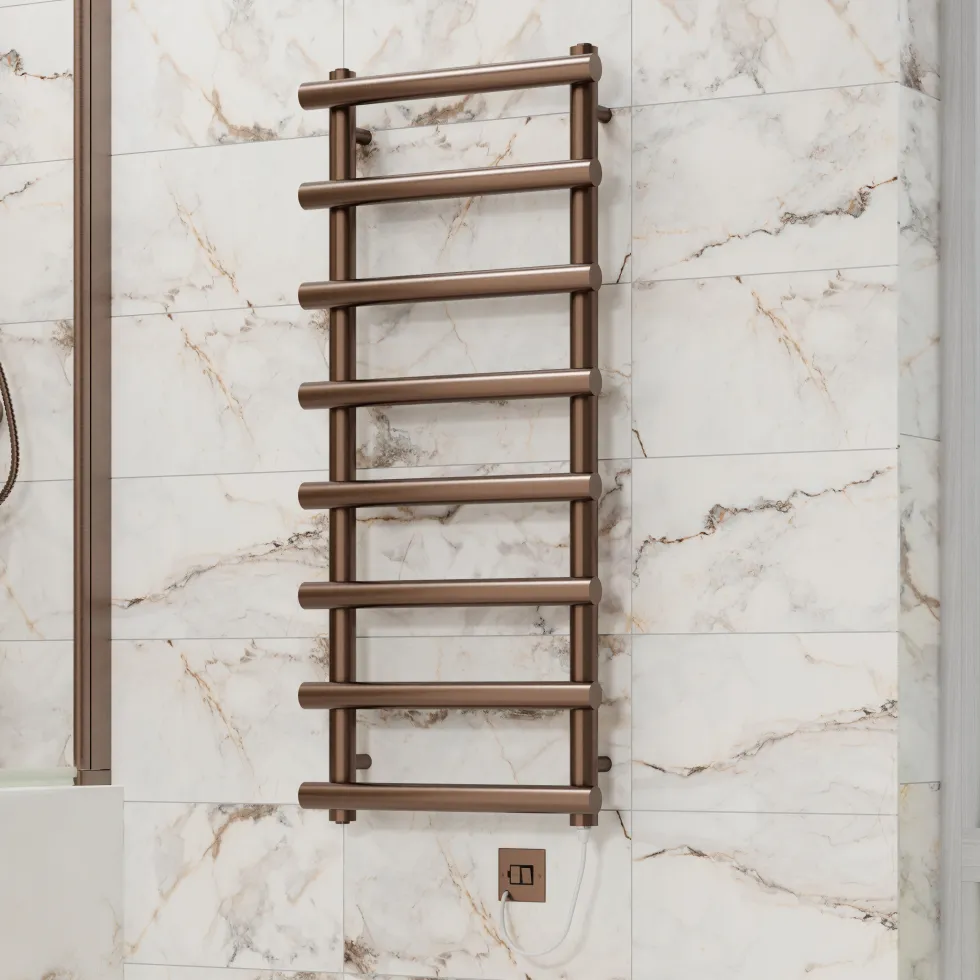 Toasty Yarrow Brushed Bronze Electric Heated Towel Rail with Heating Element