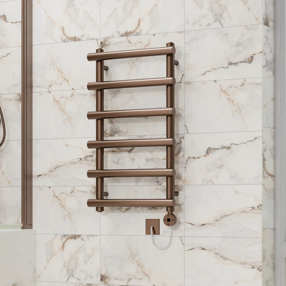 Toasty Yarrow Brushed Bronze Electric Heated Towel Rail with Heating Element