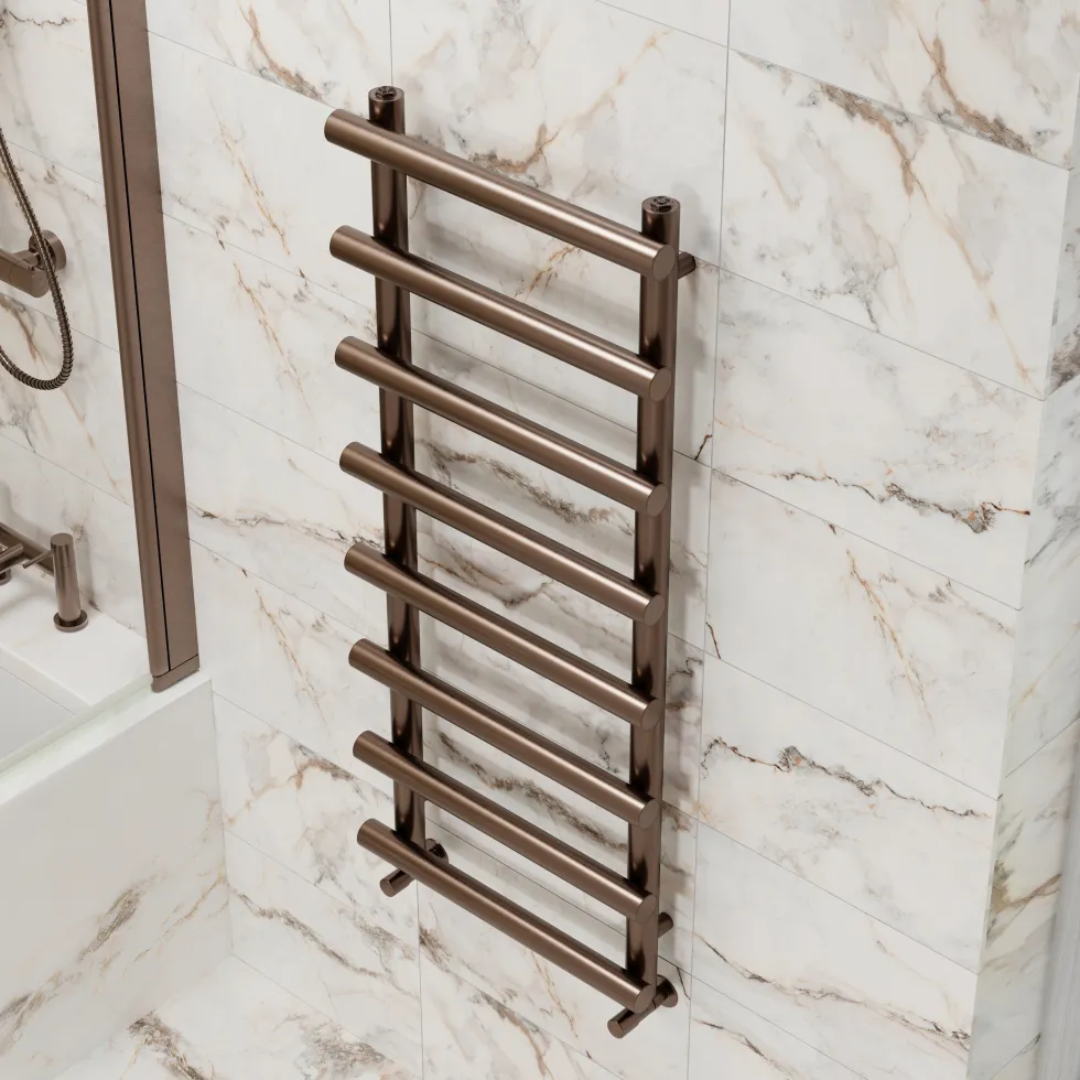 Toasty Yarrow Brushed Bronze Electric Heated Towel Rail with Heating Element
