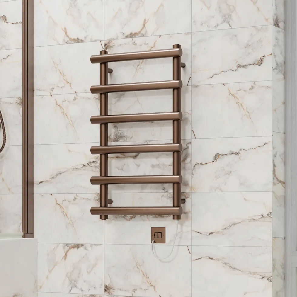 Toasty Yarrow Brushed Bronze Electric Heated Towel Rail with Heating Element