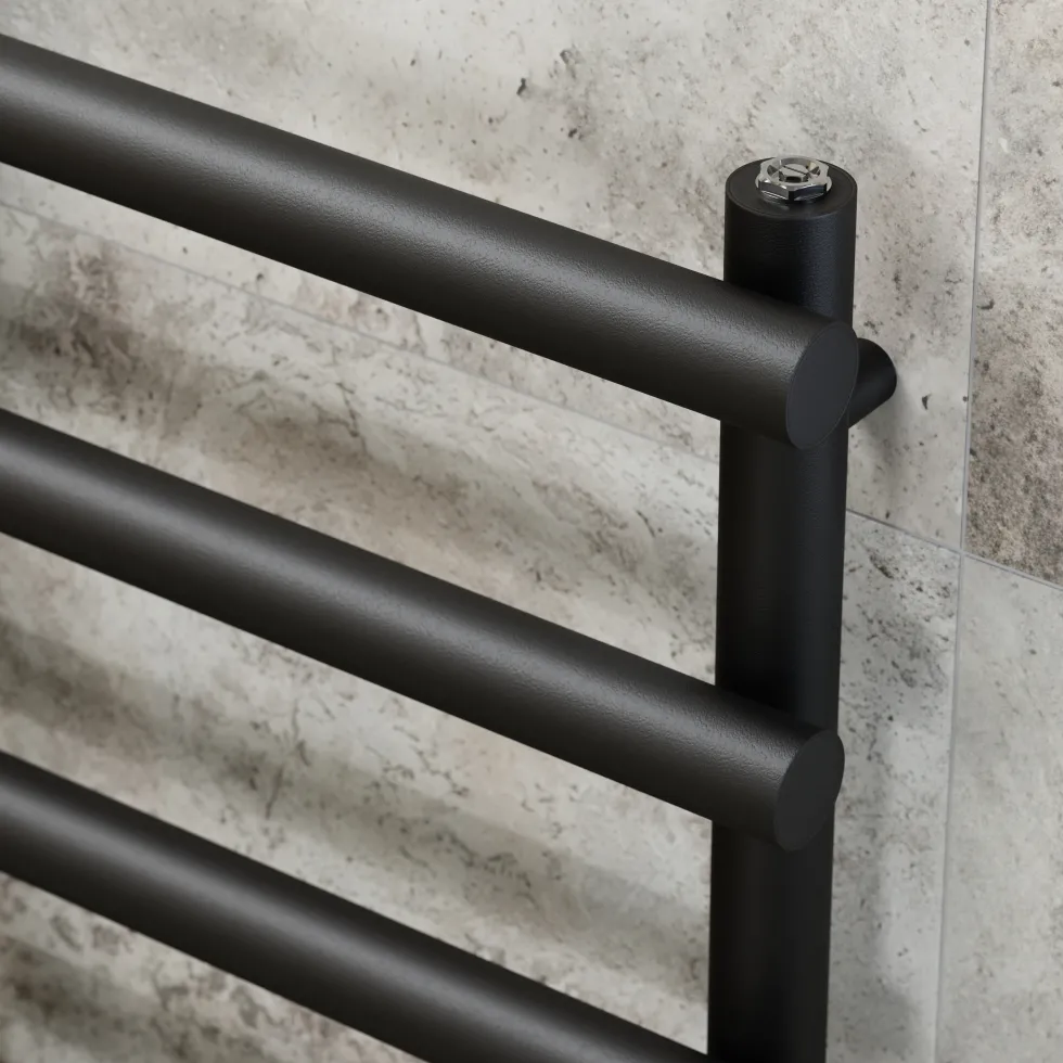 Toasty Yarrow Matt Black Electric Heated Towel Rail with Heating Element