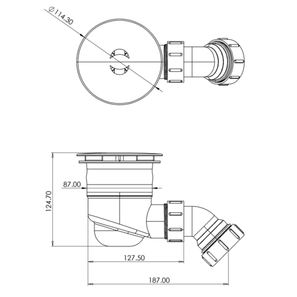 Top-Fix 90mm Fast Flow Shower Tray Waste