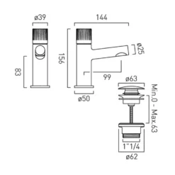 Vado Safari Cold Start Leverless Mini Mono Basin Mixer Tap with Optional Universal Basin Waste