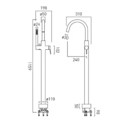 Vado Safari Freestanding Bath Shower Mixer Tap