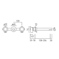 Vado Safari 3 Hole Wall Mounted Basin Mixer Tap