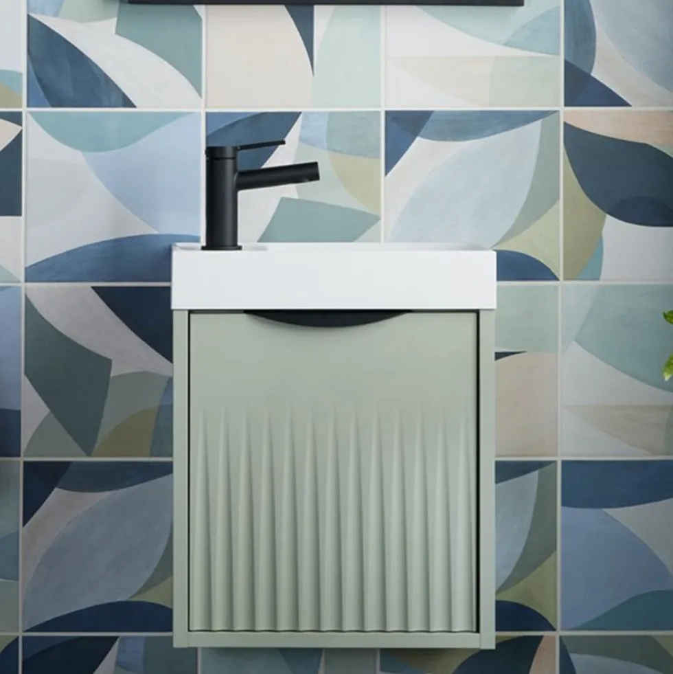 Vado Safari 400mm Fluted Cloakroom Wall Hung Vanity Unit & Basin